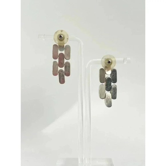 Silver Tone Vintage Chainlink Dangle Earrings - Picture 7 of 10